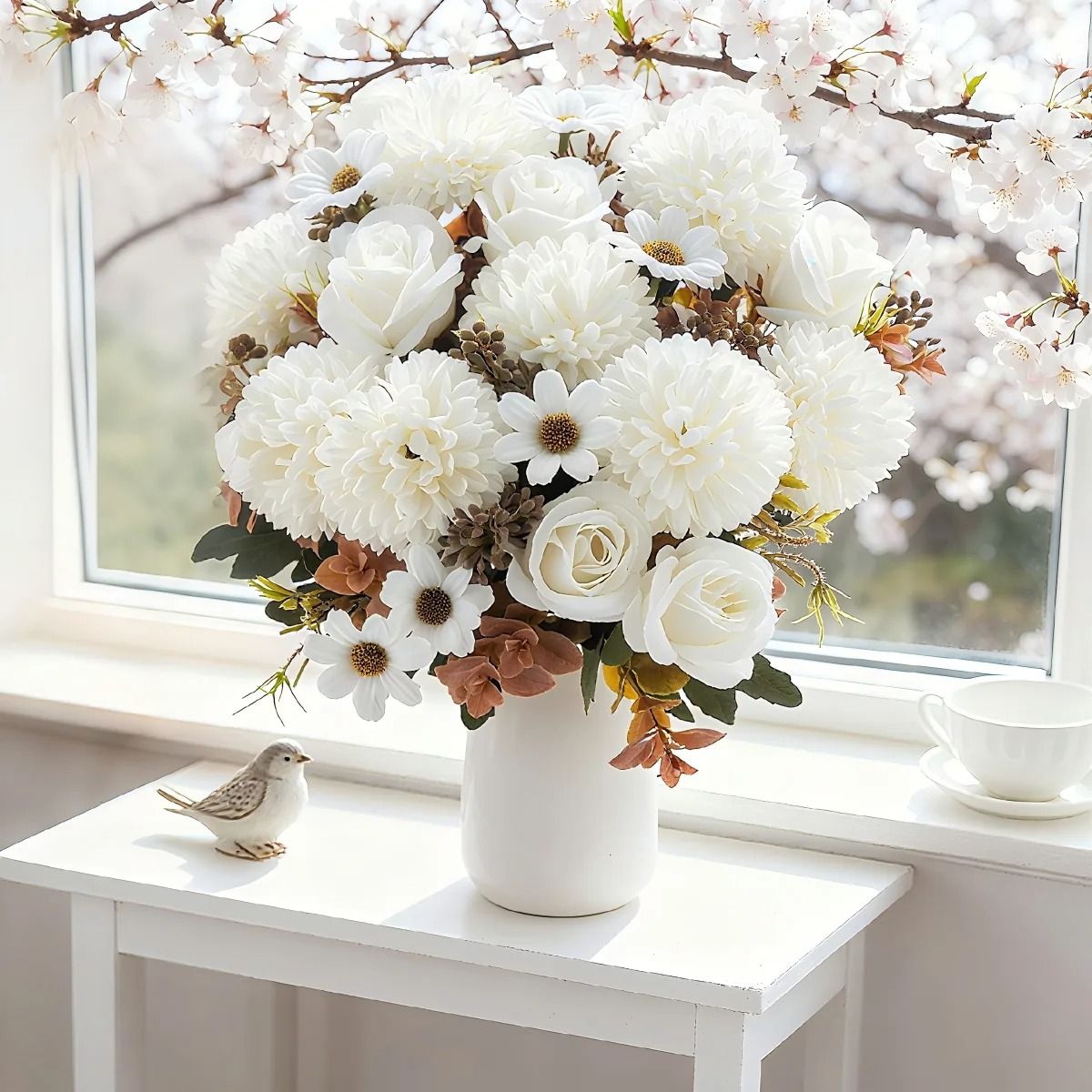 Heritage Silk Botanical Rose Stem