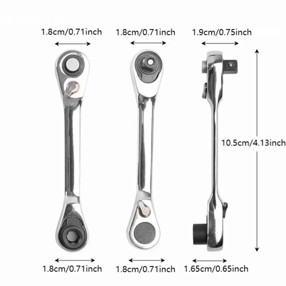 2-in-1 Compact Ratchet Wrench with Socket & Screwdriver Bits