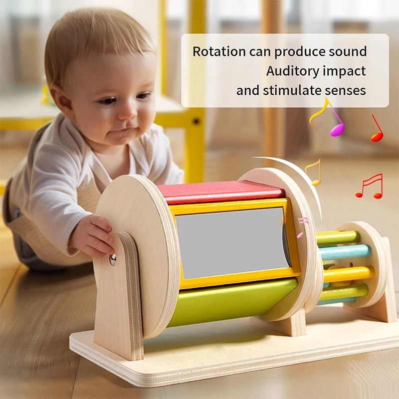 Baby Montessori Wooden Spinning Drum