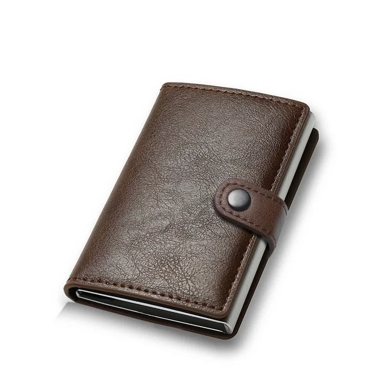 Carbon Fiber Credit Card Holder Wallet RFID Smart Metal Pop Up Wallet