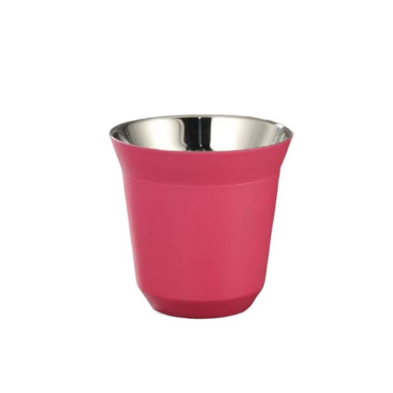 Stainless Steel Double-Layer Flat Bottom Coffee Water Cup 80ml (2.71 fl oz)