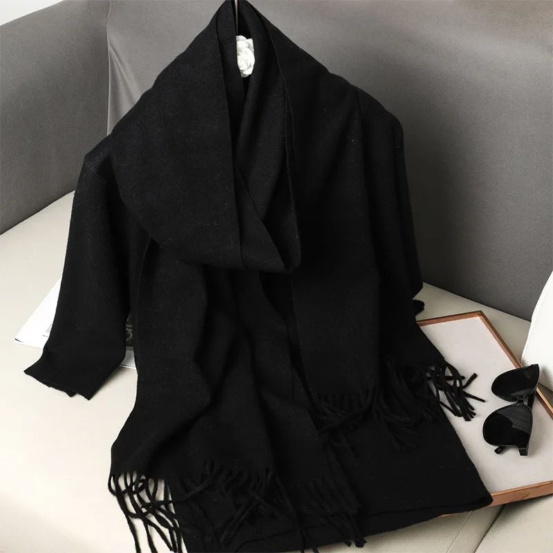 Luxe Winter Cashmere-Feel Women's Scarf Shawl with Tassels