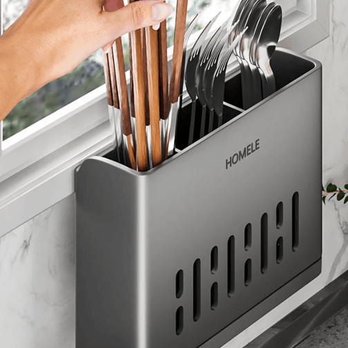 Multifunctional Flatware Organizer with Detachable Drain Base
