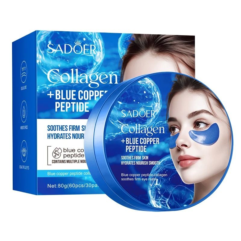 SADOER Caffeine Collagen Eye Mask 60pcs for Dark Circles and Wrinkle Care