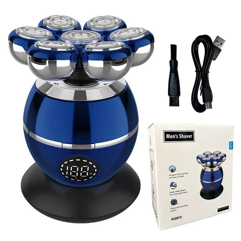 Newest 5 in 1 Electric Shaver 7D Floating Cutter Head Bald Hair Clipper with Wireless Charging