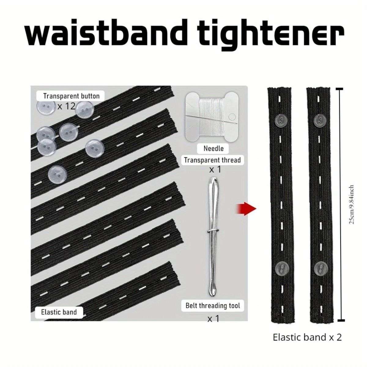 2 Pieces Invisible Belt Tightener Set - Seamless Trouser Buckle Adjuster & Sewing Tool