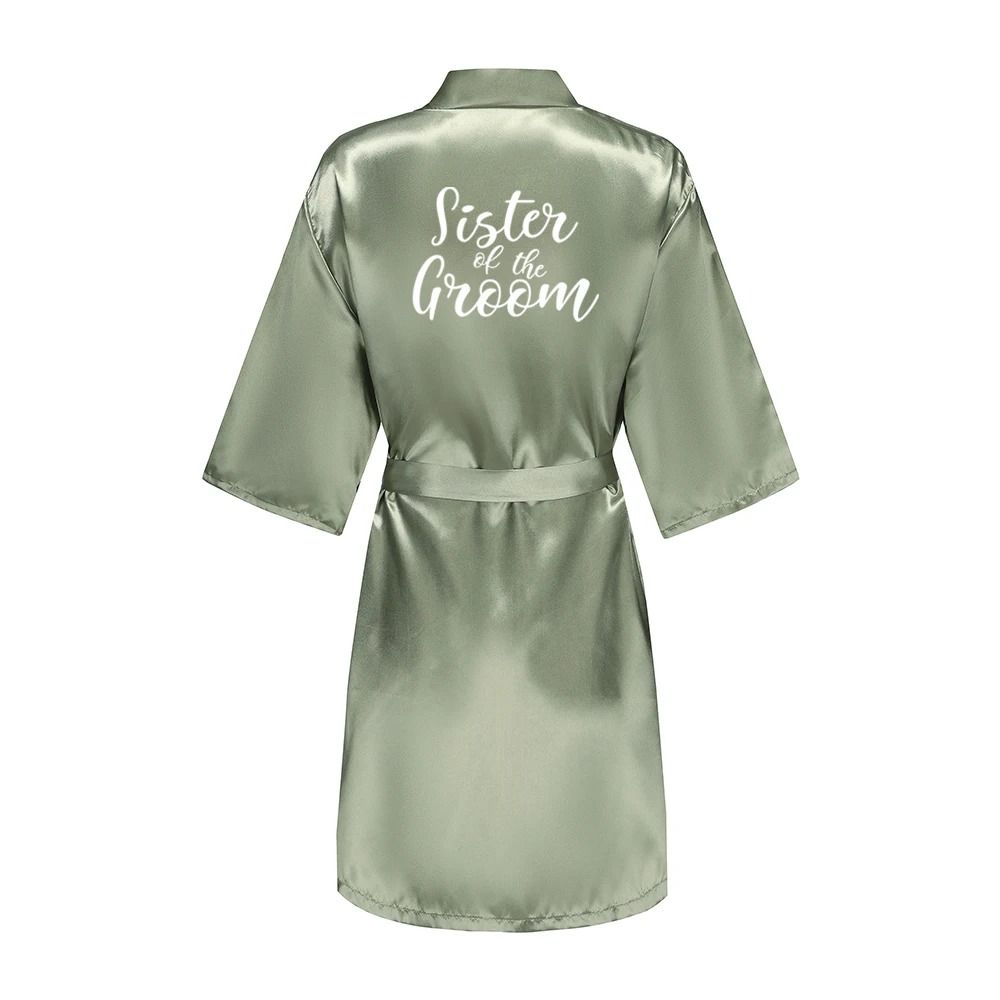 Women's Grass Green Bride and Bridesmaid Satin Robes