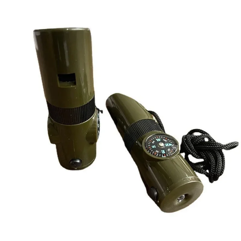 Survival Whistle Compass Tool with LED Light & Magnifier
