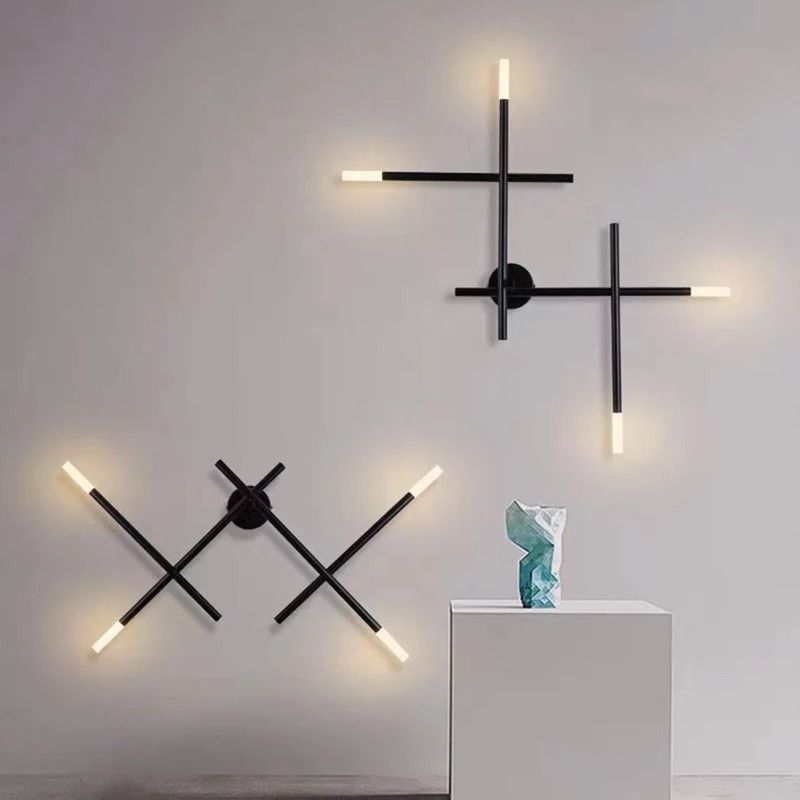 Nordic Cross Line LED Wall Lamp Modern Minimalist Art Sconce