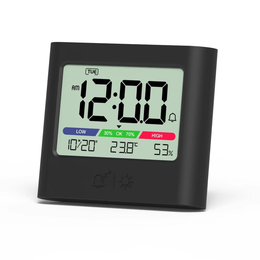 Digital Alarm Clock with Thermometer, Hygrometer, Backlight, Date and Week Display
