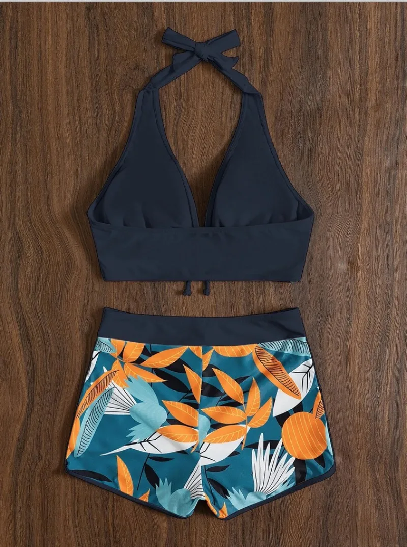 Women Spliced Lace Up Fashion Printed Bikini Set Surfing Bathing Suit Swimwear