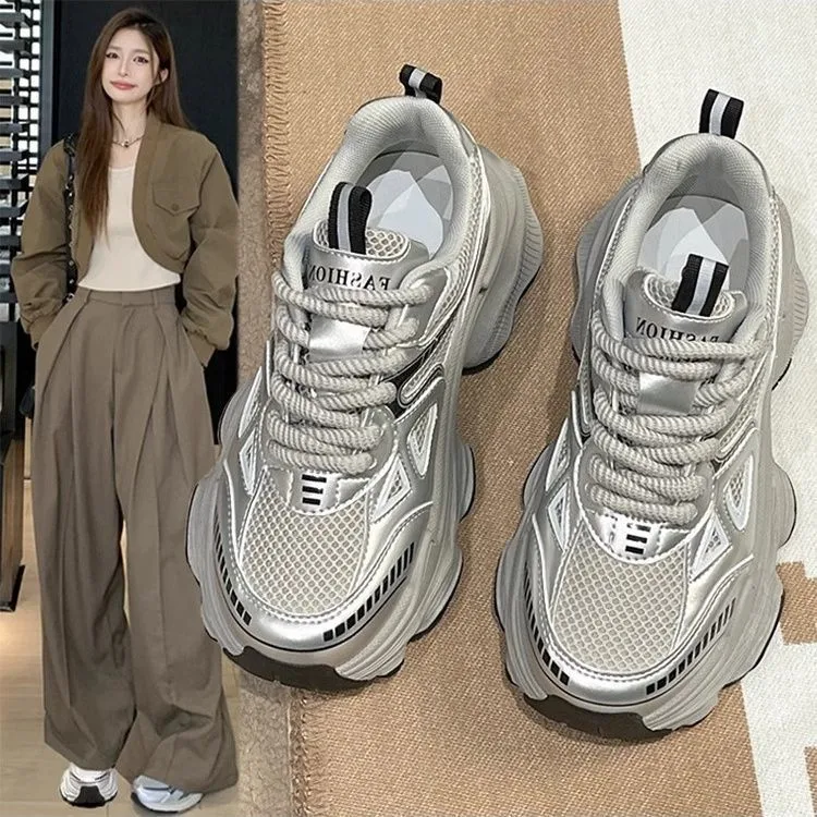 Womens Lightweight Dad Shoes Sporty Casual Fashionable Breathable Mesh Spring Summer Upgraded Version Thick Bottom