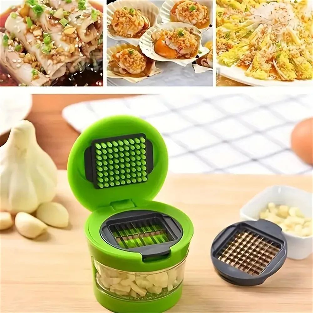 Stainless Steel Garlic Press & Vegetable Mincer – Easy Manual Kitchen Tool