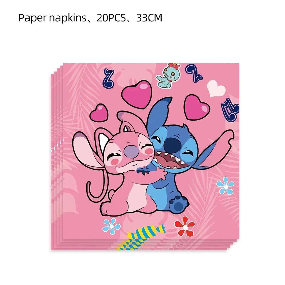 Disney Lilo & Stitch Pink Angel Birthday Party Tableware Set - Disposable Supplies for Baby Showers, Weddings, and More!