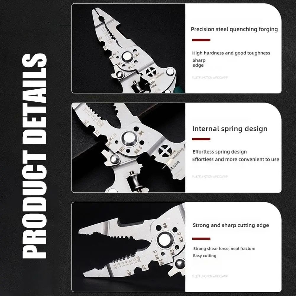 Foldable 18 in 1 Wire Stripping and Crimping Pliers