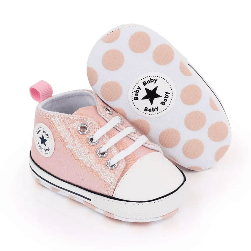 Baby Sequined Canvas Sneakers Soft Sole Non Slip Toddler Walking Shoes