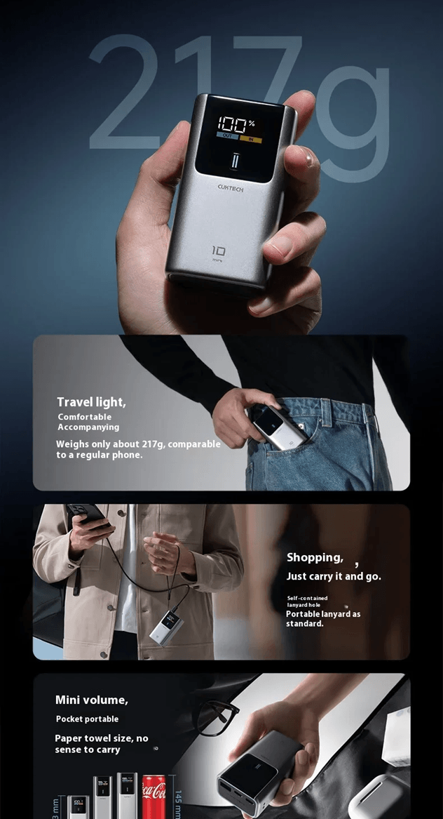 CUKTECH 10000mAh Mini Power Bank 55W Fast Charging with Digital Display
