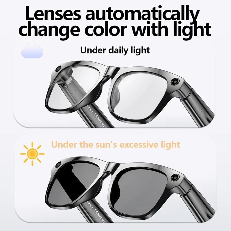 AI Smart Vision Glasses | 8MP HD Video Shooting & Voice Translation | Executive Waterproof Cam Bluetooth Sunglasses