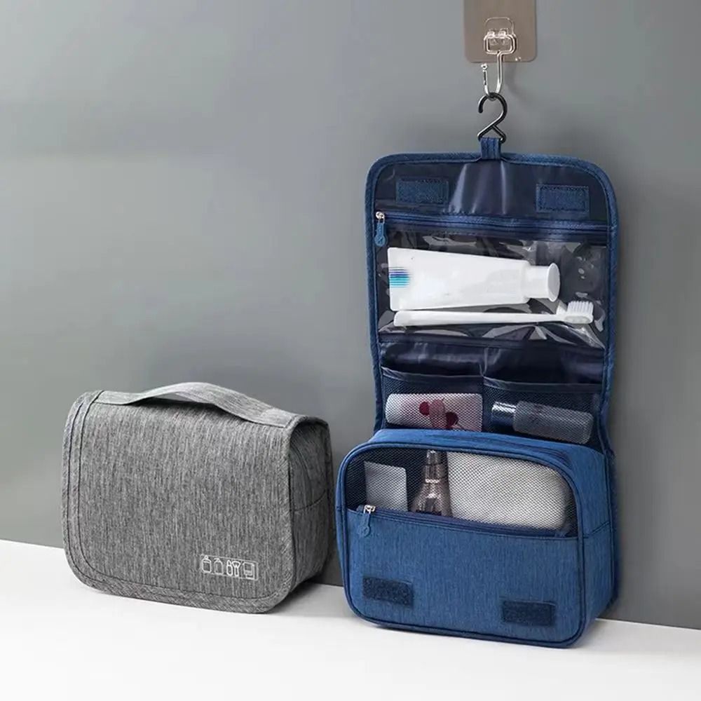 Foldable Hanging Toiletry Bag Organizer with Dry and Wet Separation for Travel and Bathroom