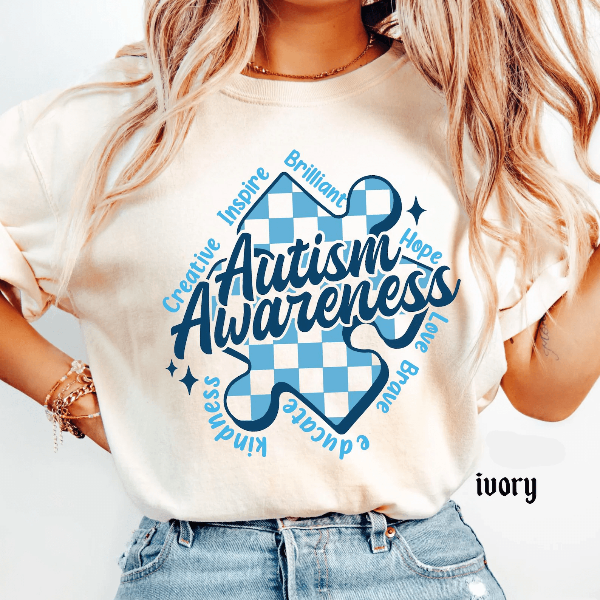 In April We Wear Blue Autism Awareness Shirt – Comfort Colors Neurodiversity Teacher Tee