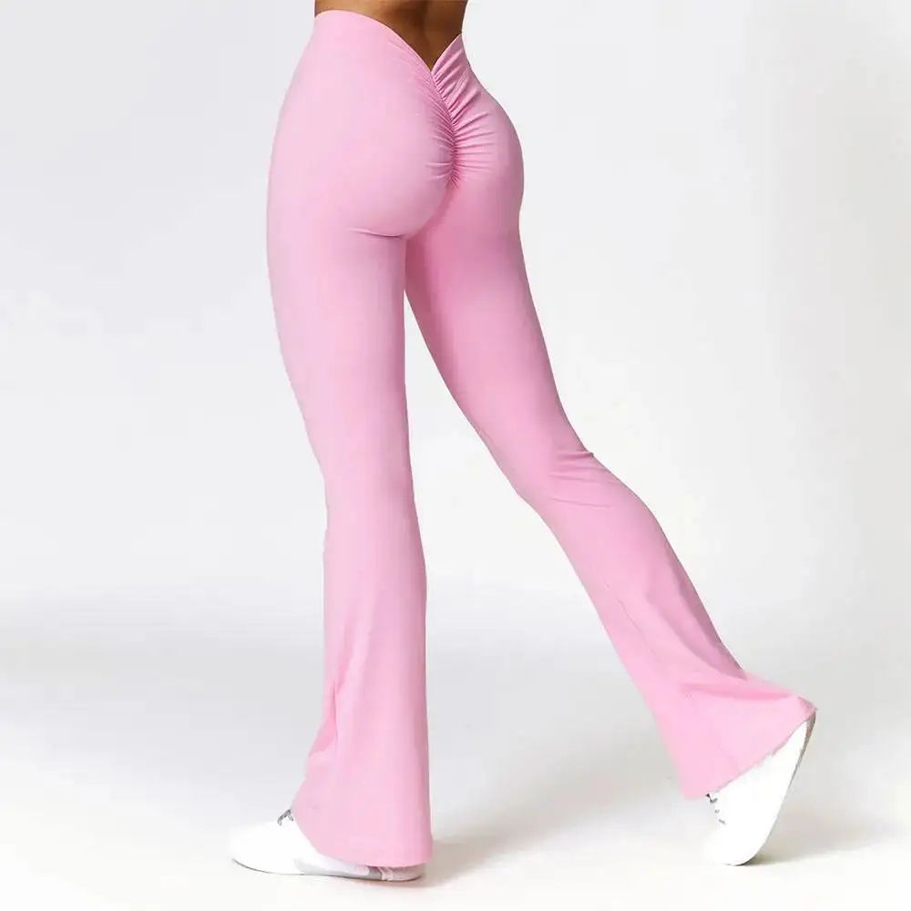 Women's High-Waist V-Shape Flare Yoga Pants – Stretch Wide Leg Gym & Dance Leggings