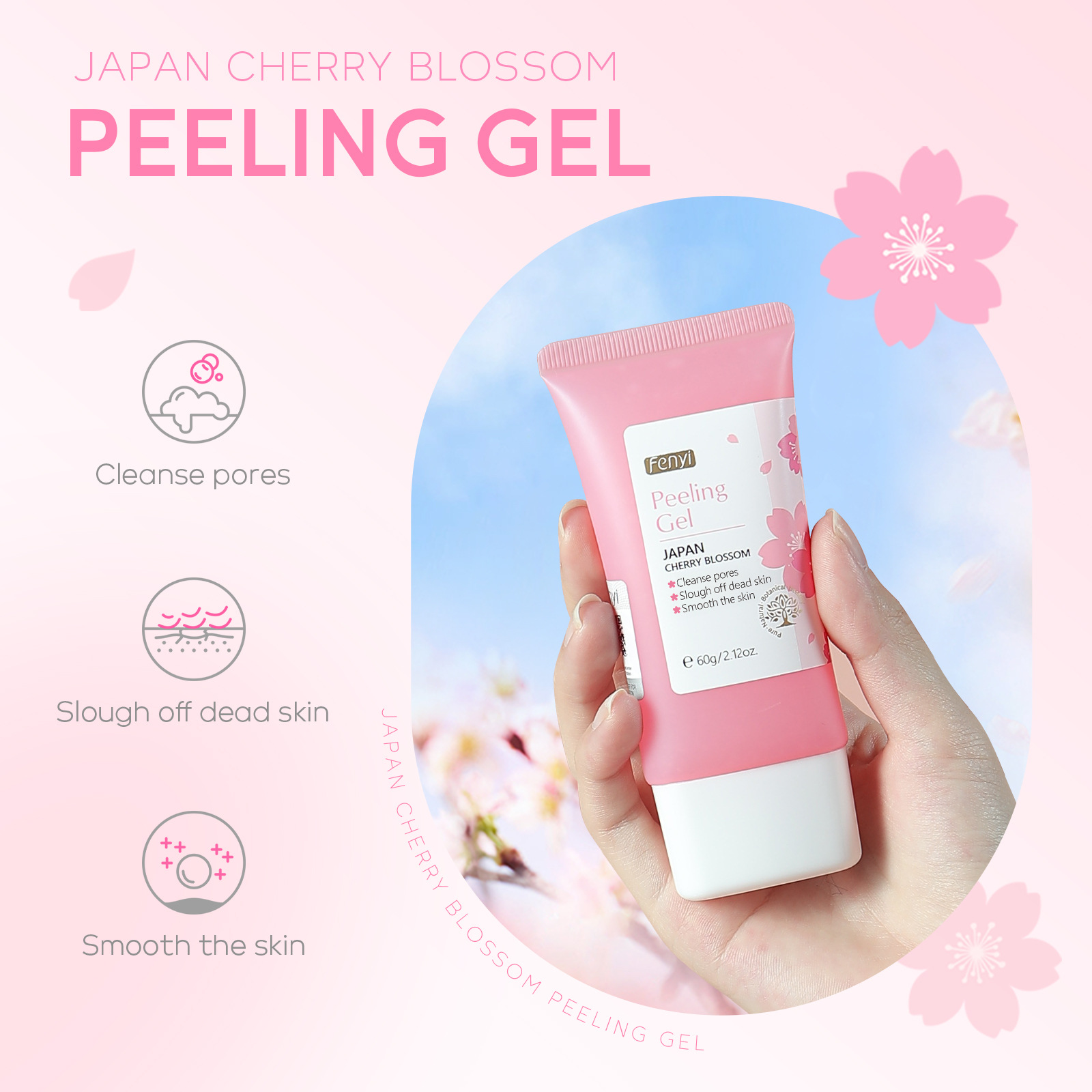 Facial Exfoliating Cherry Blossom Peeling Gel, Moisturizing Tender Body Cleansing Skin Care