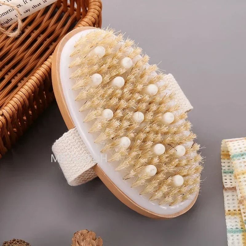 2 In 1 Natural Bristle Dry Skin Body Massage Brush