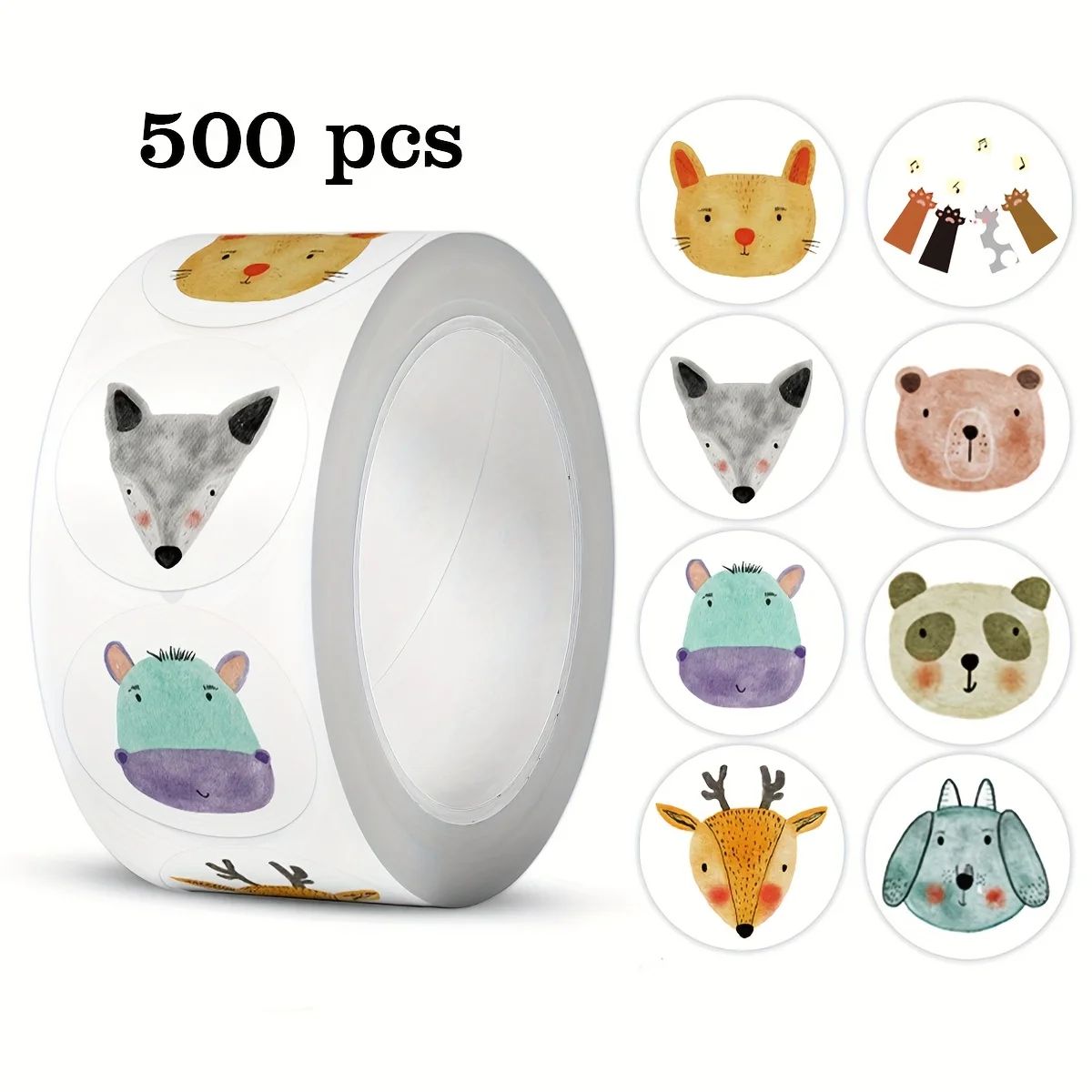 Teacher Praise Sticker Roll 500pcs Cute Animal Reward Labels for Kids and Classrooms
