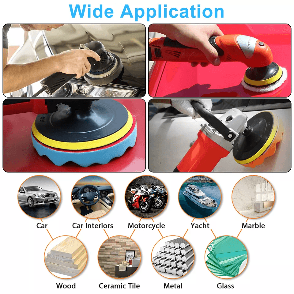 Car Buffing Pads Polishing Sponge Set, Waxing Foam Polisher Kit for Drill, Swirl-Free High Gloss Auto Detailing Tools