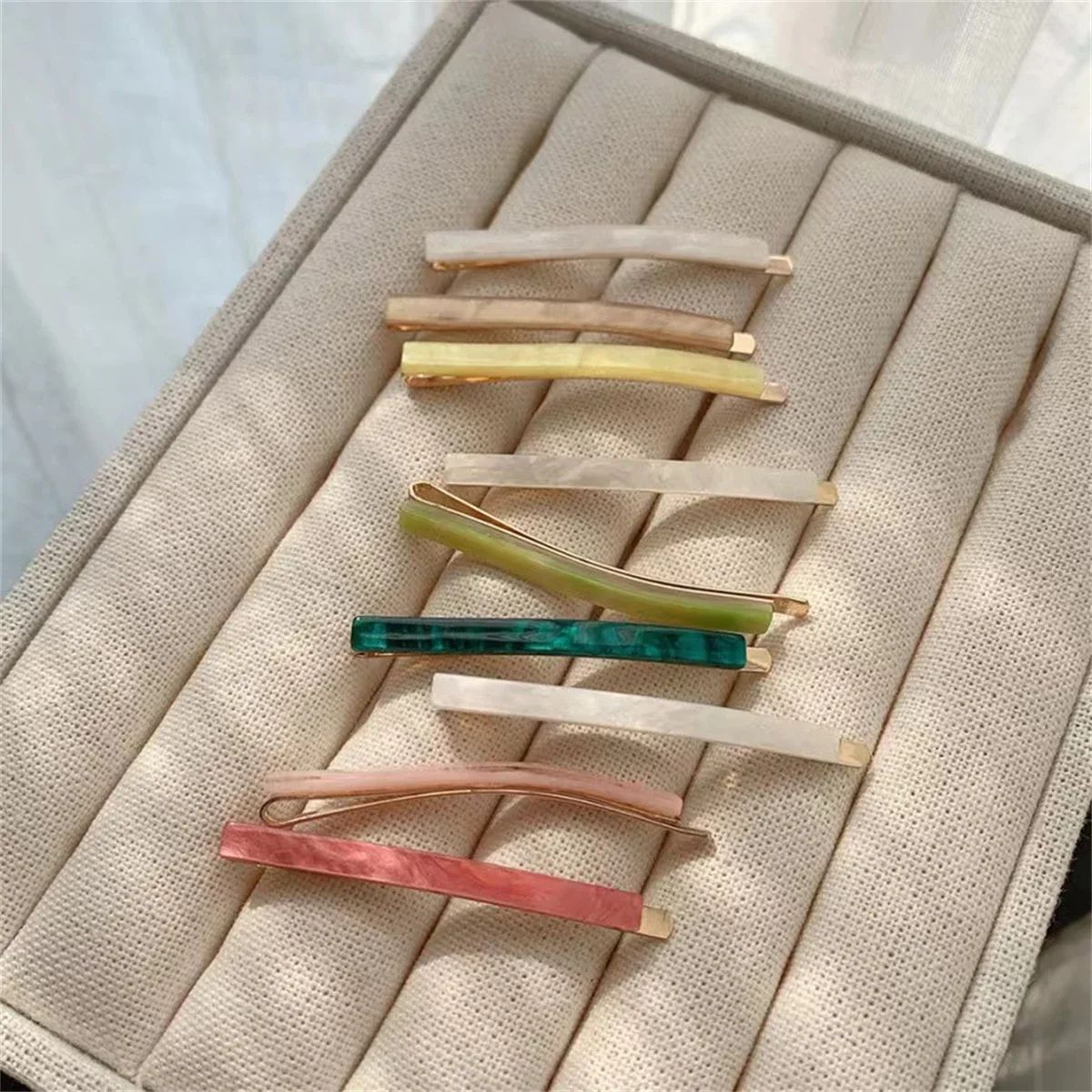 3 Piece Acetate Geometric Hair Barrettes – Simple Oblong Hair Clips and Side Pins