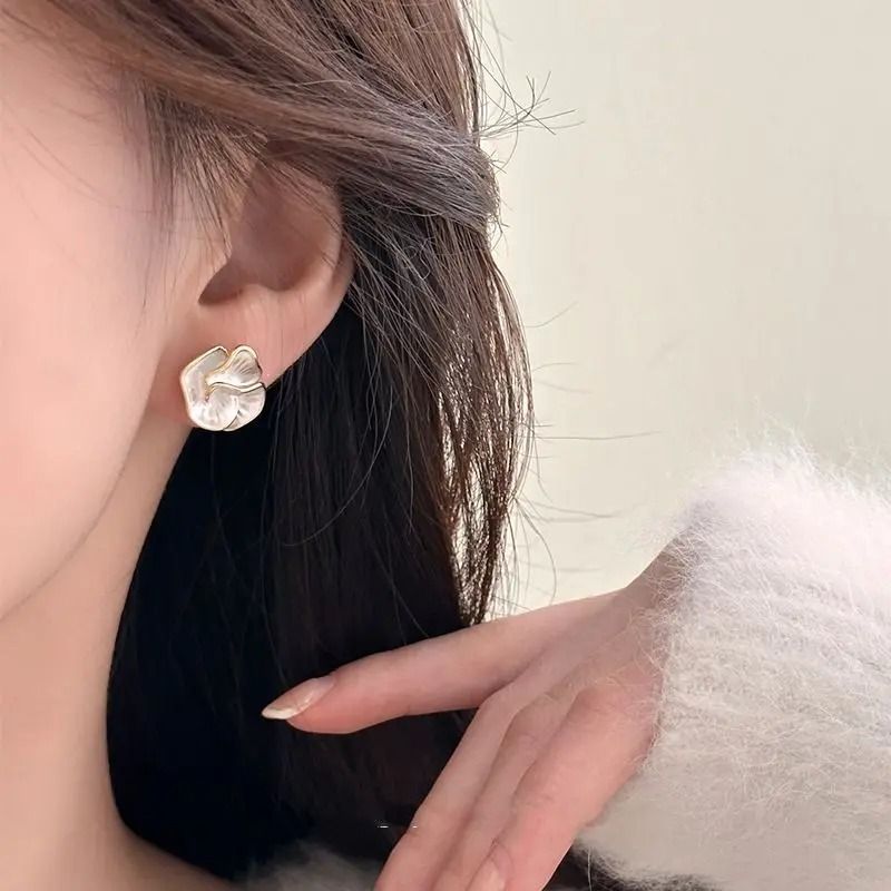 Delicate Camellia Flower Stud Earrings