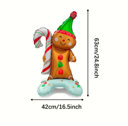 Gingerbread Man Christmas Foil Balloon Set with Green Hat (2PCS)