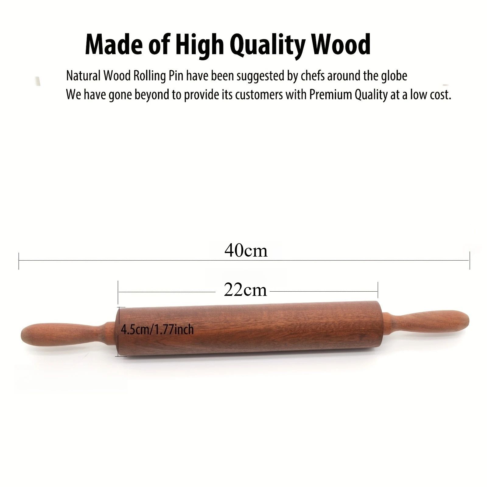 Classic Wooden Rolling Pin with Handles