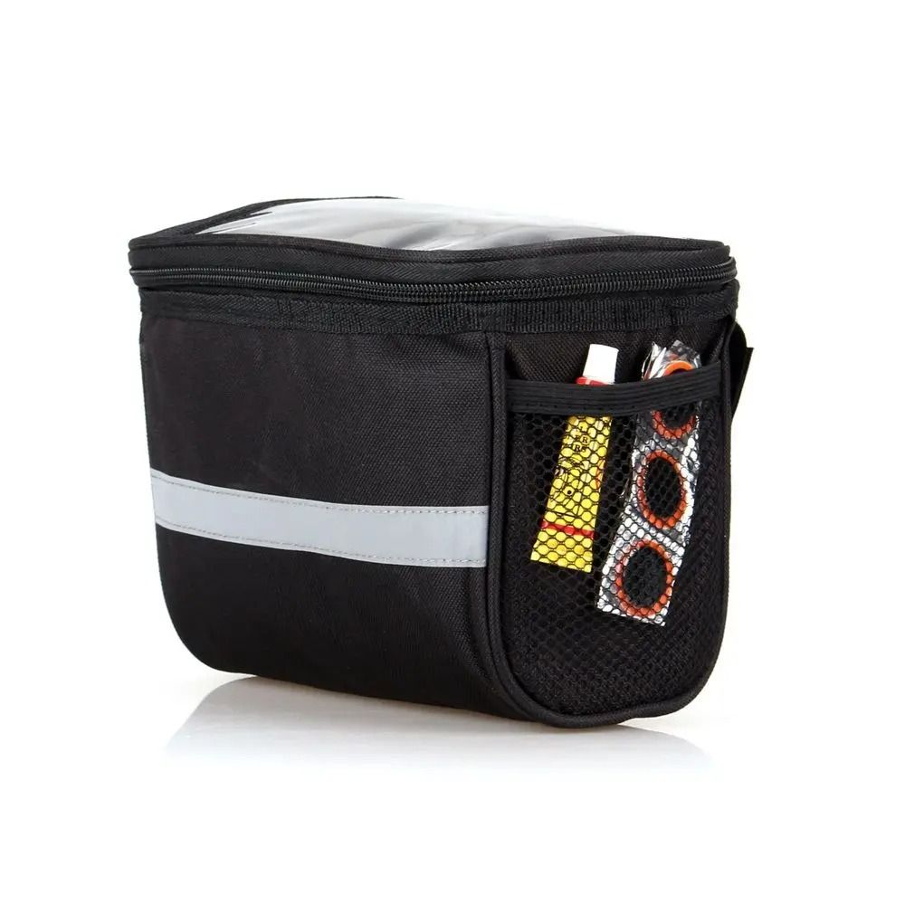 Reflective Bicycle Handlebar Bag Bike Front Storage Pouch Cycling Tube Bag Organizer