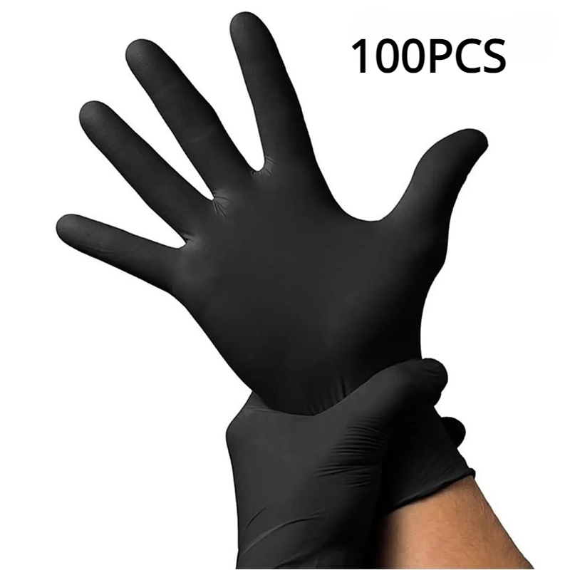 Thickened Black Nitrile Gloves Disposable, Waterproof, Tattoo Dishwashing Gloves