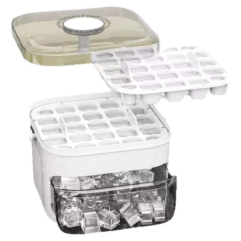 Large Capacity Reusable Ice Cube Tray with Press Top Lid