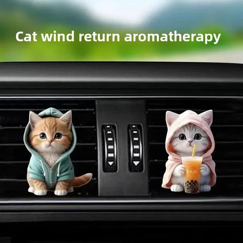 Cute Cat Car Air Freshener Vent Clip with Long Lasting Fragrance