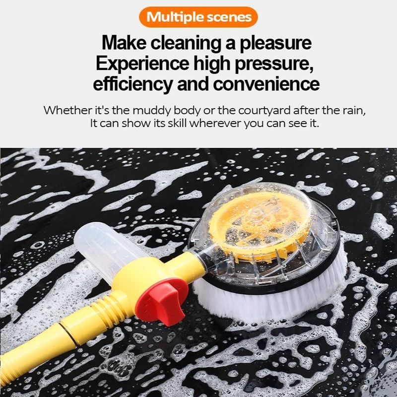 360 Degree Rotating Car Wash Brush Kit With High Pressure And Foam Dispenser