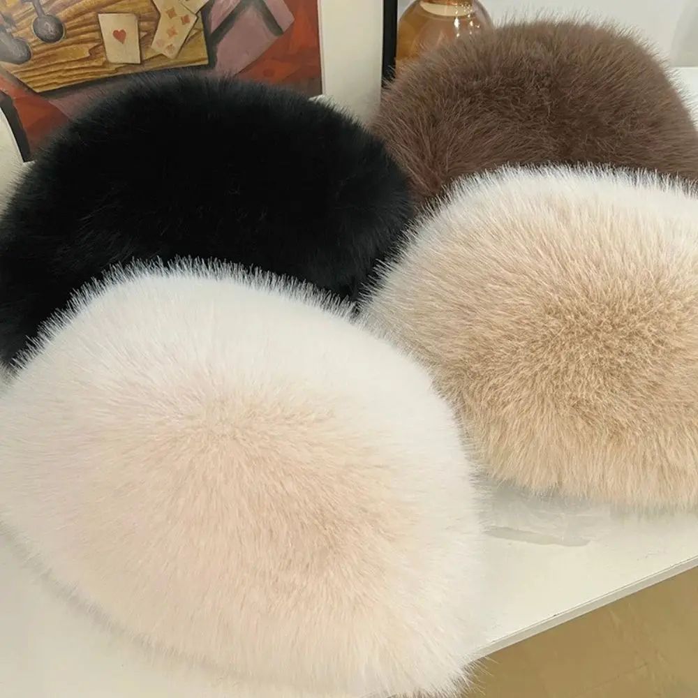 Womens Fluffy Faux Fur Winter Bomber Hat