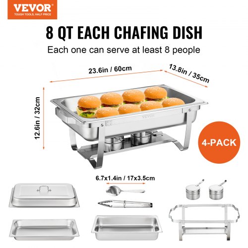 Stainless Steel Chafing Dish Set Qt Buffet Catering Food Warmer