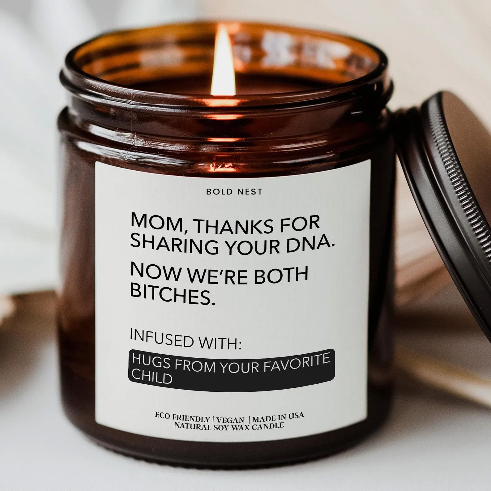 Funny Mom Candle Gift Thanks for Sharing Your DNA Mothers Day Birthday Candle from Daughter