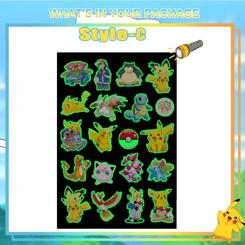 Glow Pokemon Tattoo Stickers