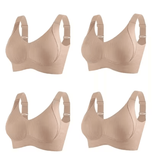 FallSweet 4-Piece Wireless Push Up Seamless Plus Size Bralette Set