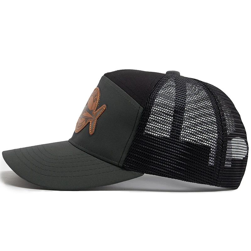 Shark Leather Label 7 Panel Mesh Trucker Cap