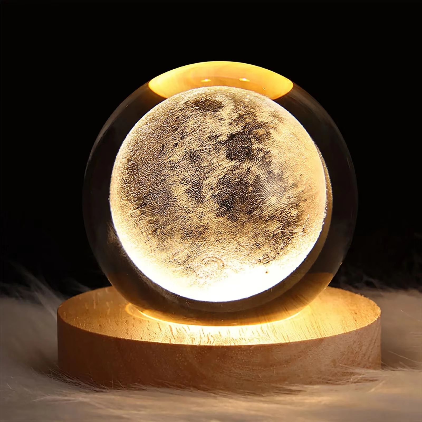 3D Crystal Ball Galaxy Lamp USB Night Light with Planet Projection for Cozy Room Decor