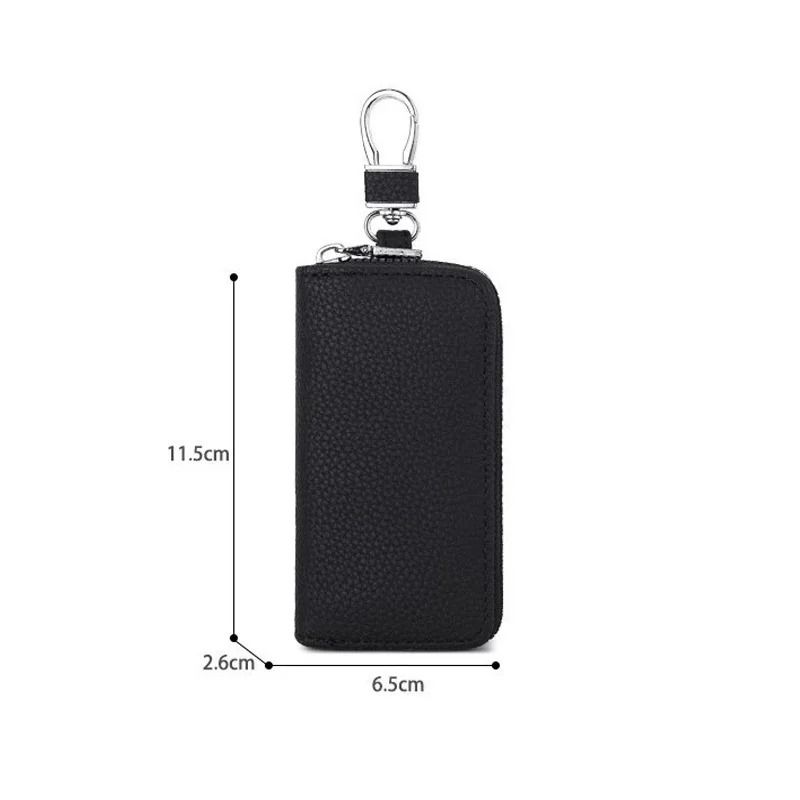 Mens Waist Key Pouch Large Capacity PU Leather Zipper Key Holder