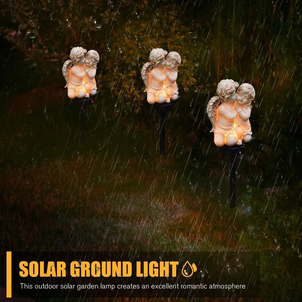 Solar Resin Angel Garden Stake | Waterproof Outdoor Lawn Sculpture & Decorative LED Light