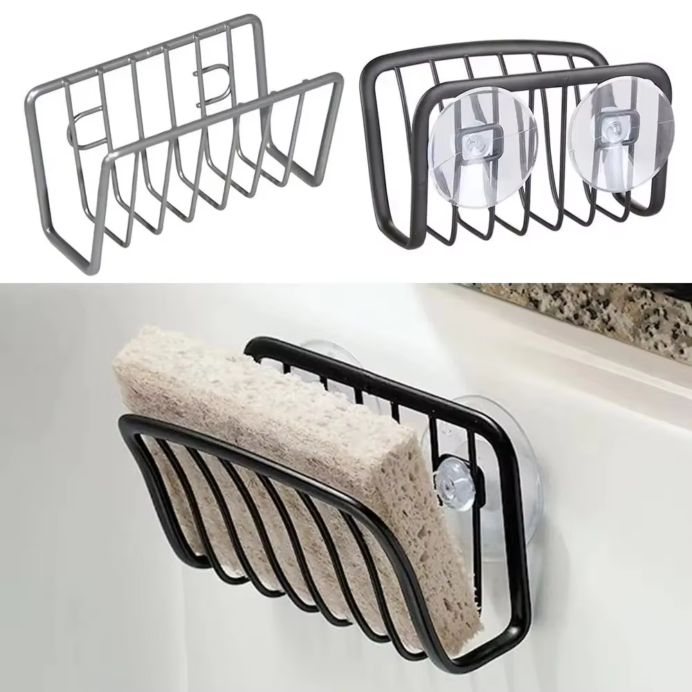 Sink Sponge Rack, Drain Storage Shelf, Stainless Steel Kitchen Organizer Holder for Wire Ball and Rag