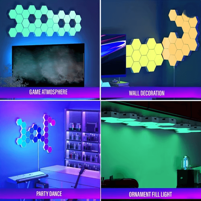 RGB Intelligent Hexagonal Wall Lamp Music Sync App Control Light Panels