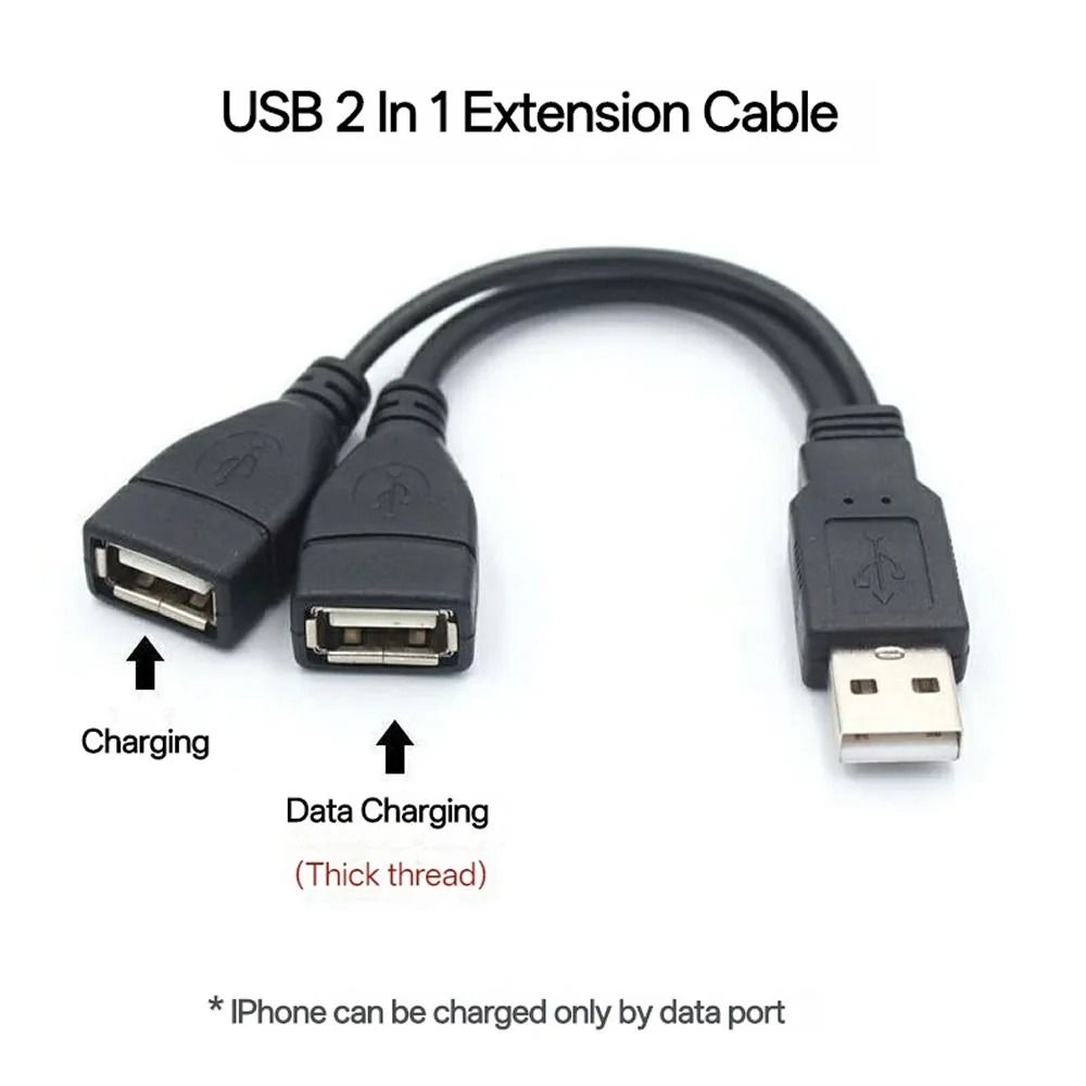 USB 2.0 Y Splitter Cable 1 Male to 2 Female Extension Adapter